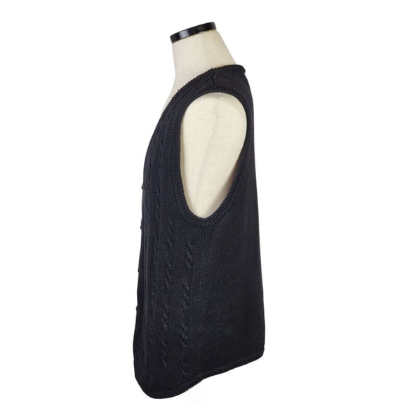 Vintage Mens Portraits Black Cable Knit Sweater Vest XL Unisex Academia - Picture 7 of 11